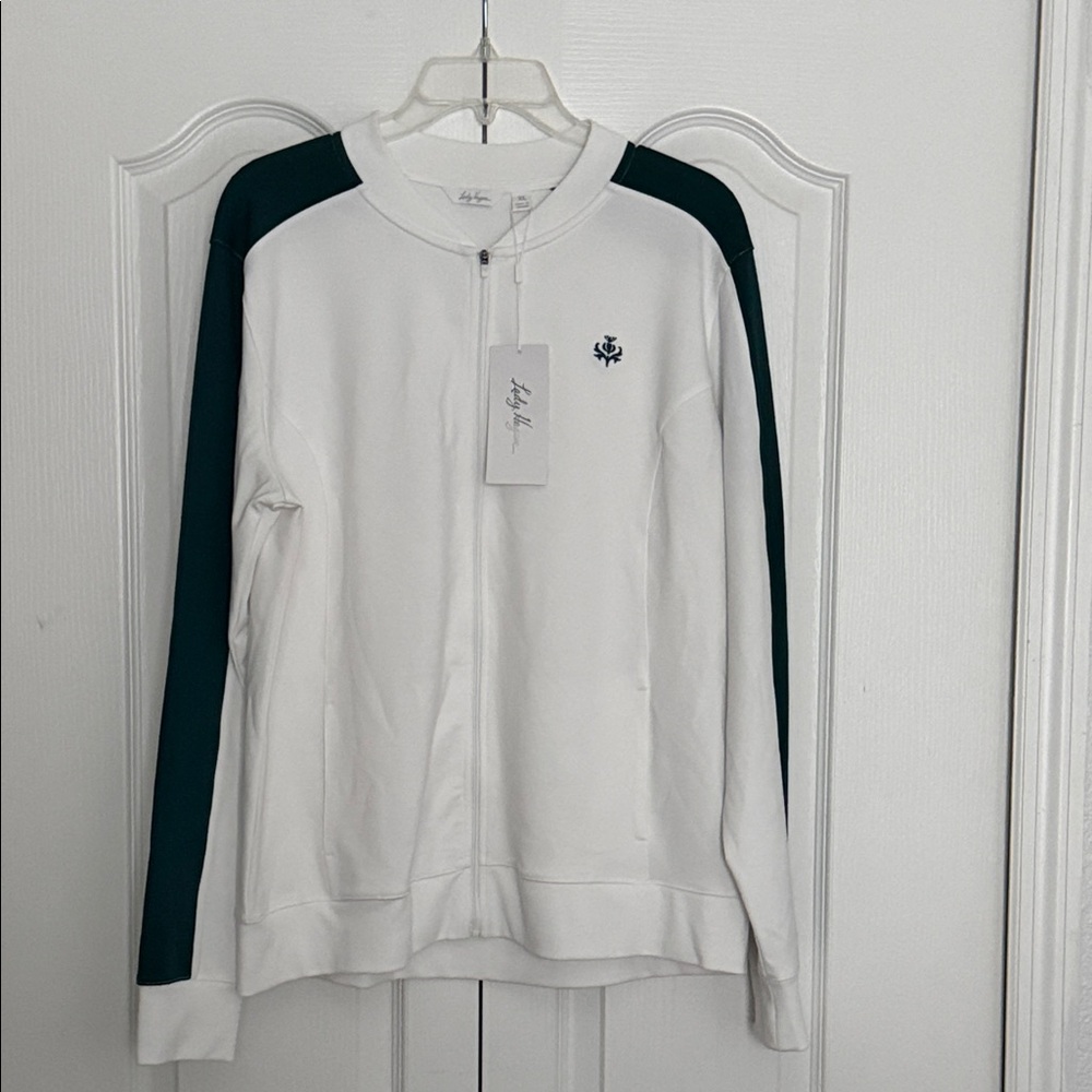 Lady Hagen White and Black Zip Up Sweater